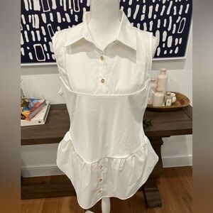 NWOT Women’s Collared Layering Shirt - XXL - White with Gold Buttons